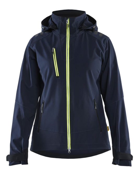 Blaklader Wind regen sneeuw Dames Jack 47192513 softshell waterdicht winddicht ademend donker marineblauw-fluo geel(8633)