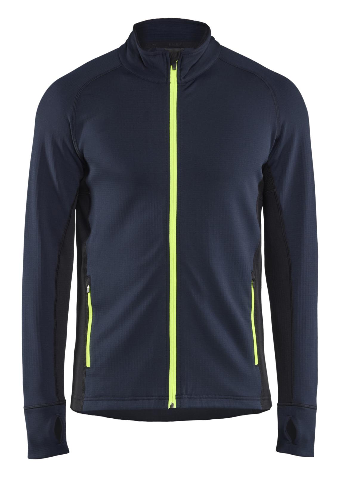 Blaklader Wind/regen/sneeuw Striker Fleecejack 47352539 donker marineblauw-fluo geel(8633)