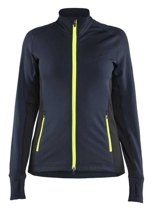 Blaklader Dames Striker Fleecejack 47452539 donker marineblauw-fluo geel(8633)