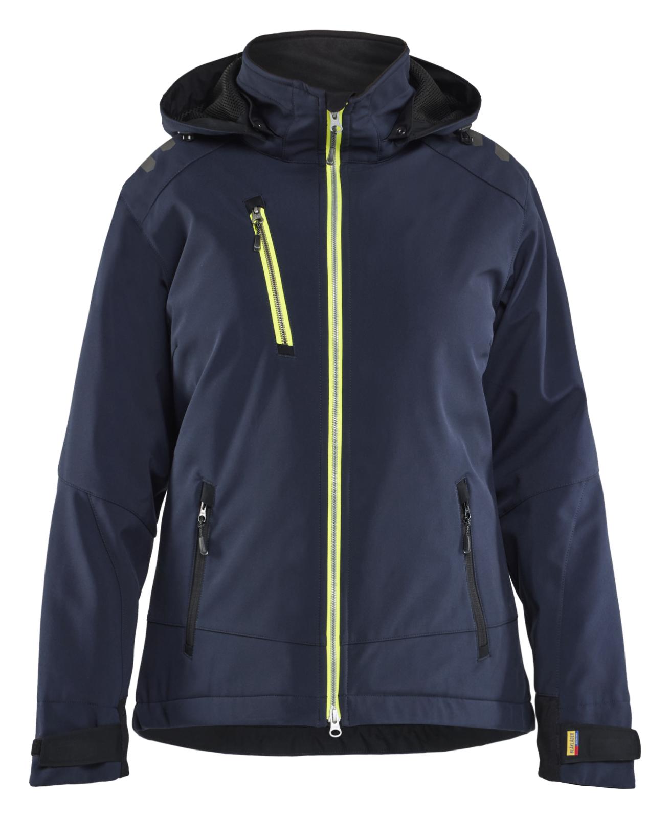 Blaklader Dames Jack 47512513 Lichtgewicht softshell gevoerd donker marineblauw-fluo geel(8633)