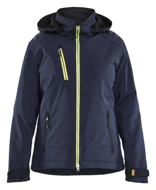 Blaklader Dames Jack 47512513 Lichtgewicht softshell gevoerd donker marineblauw-fluo geel(8633)