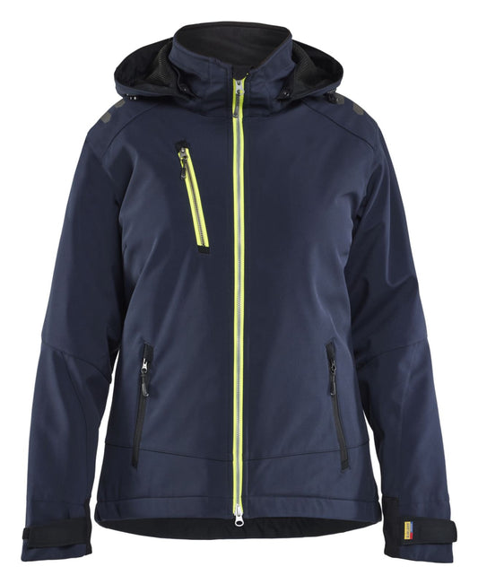 Blaklader Dames Jack 47512513 Lichtgewicht softshell gevoerd donker marineblauw-fluo geel(8633)
