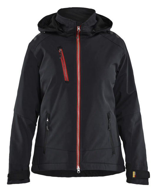Blaklader Dames Jack 47512513 Lichtgewicht softshell gevoerd zwart-rood(9956)