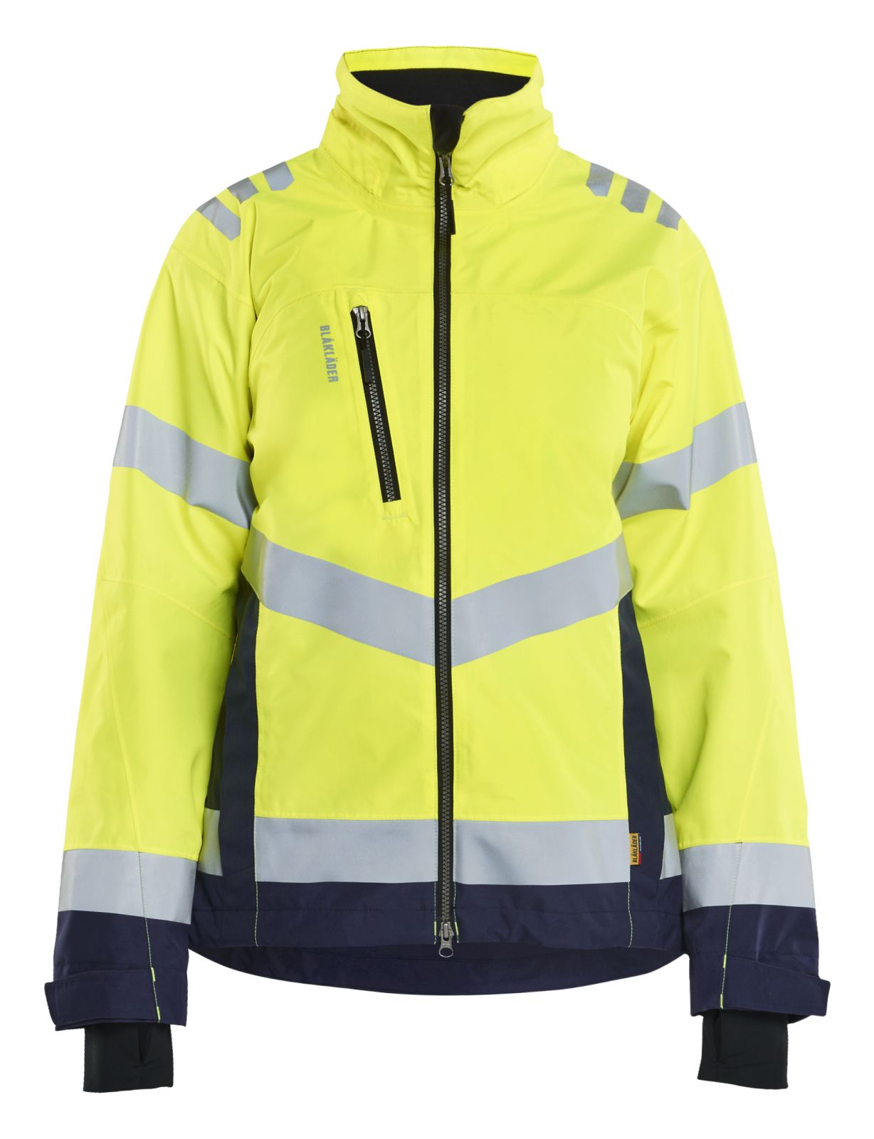 Blaklader Dames High Vis Jack 47611977 shell HiVis waterdicht winddicht fluo geel-marineblauw(3389)