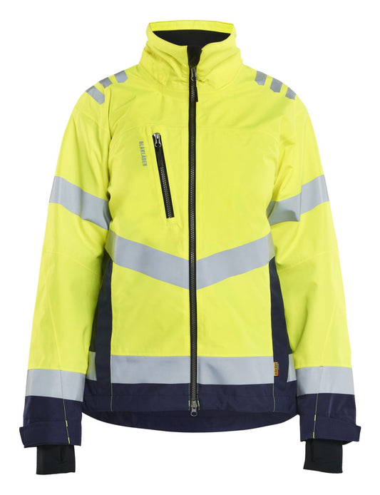 Blaklader Dames High Vis Jack 47611977 shell HiVis waterdicht winddicht fluo geel-marineblauw(3389)