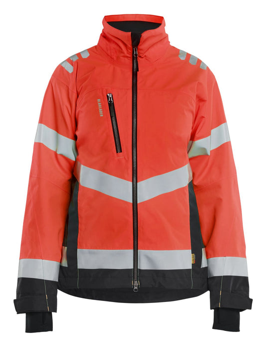 Blaklader Dames High Vis Jack 47611977 shell HiVis waterdicht winddicht fluo rood-zwart(5599)