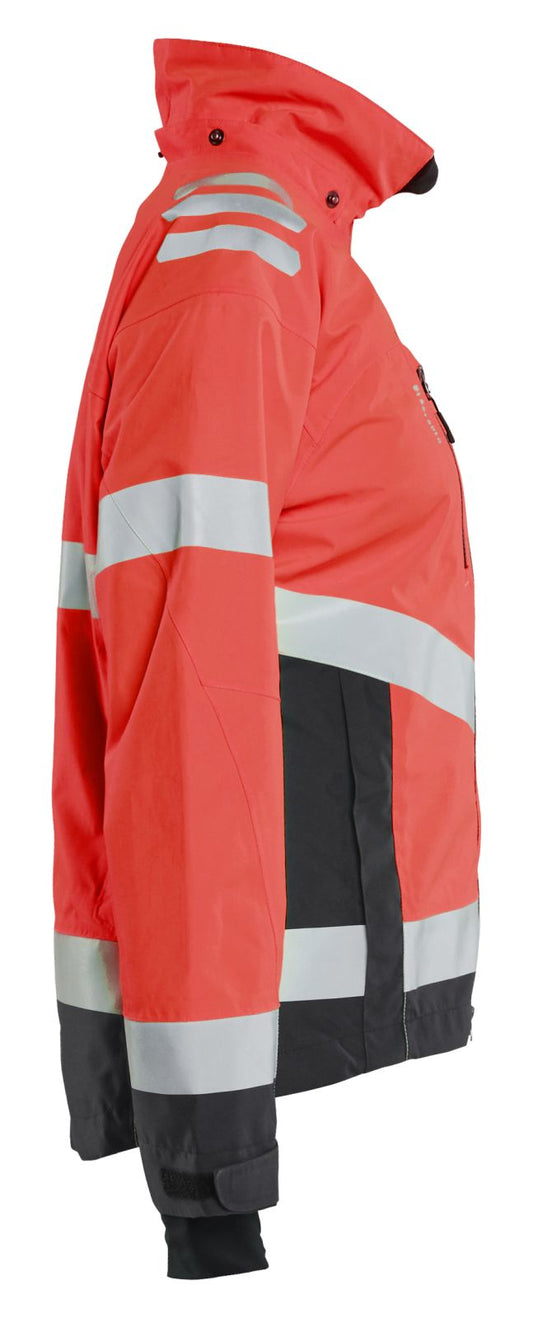 Blaklader Dames High Vis Jack 47611977 shell HiVis waterdicht winddicht fluo rood-zwart(5599)