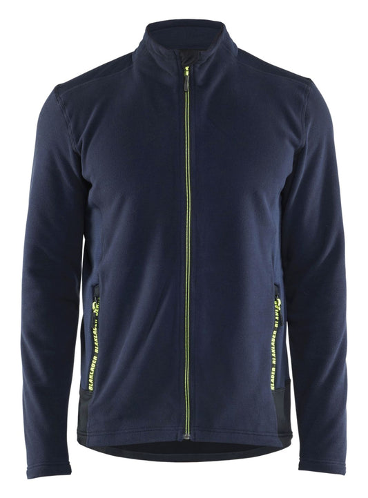Blaklader Wind regen sneeuw Unite Microfleecevest 47651010 donker marineblauw-fluo geel(8633)