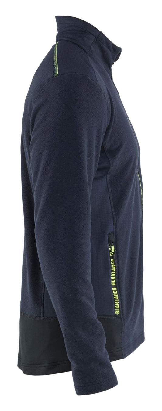 Blaklader Wind regen sneeuw Unite Microfleecevest 47651010 donker marineblauw-fluo geel(8633)
