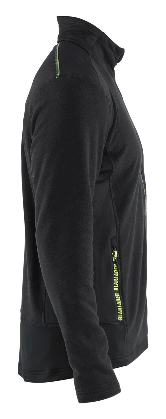 Blaklader Wind regen sneeuw Unite Microfleecevest 47651010 zwart-fluo geel(9933)