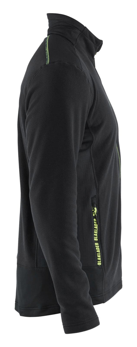 Blaklader Wind regen sneeuw Unite Microfleecevest 47651010 zwart-fluo geel(9933)
