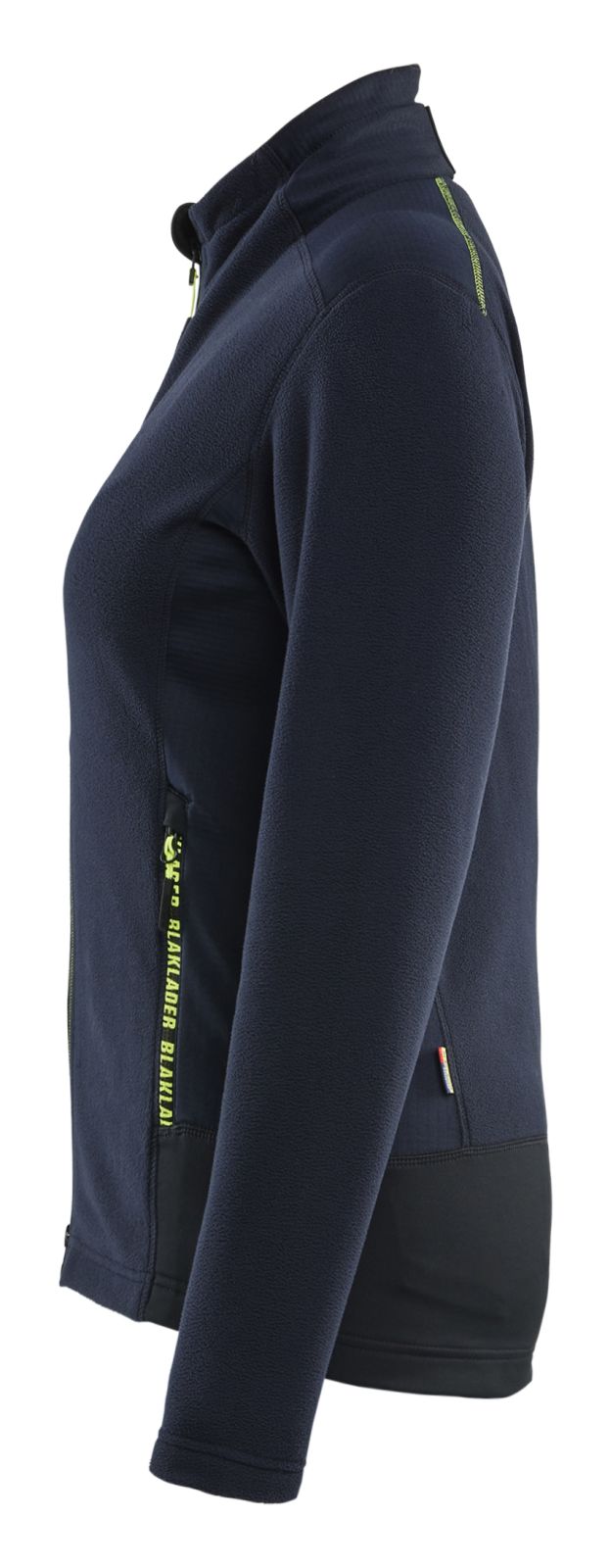 Blaklader Wind regen sneeuw Unite Dames Microfleecevest 47661010 donker marineblauw-fluo geel(8633)