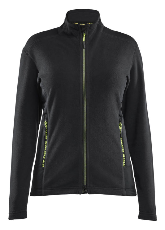 Blaklader Wind regen sneeuw Unite Dames Microfleecevest 47661010 zwart-fluo geel(9933)
