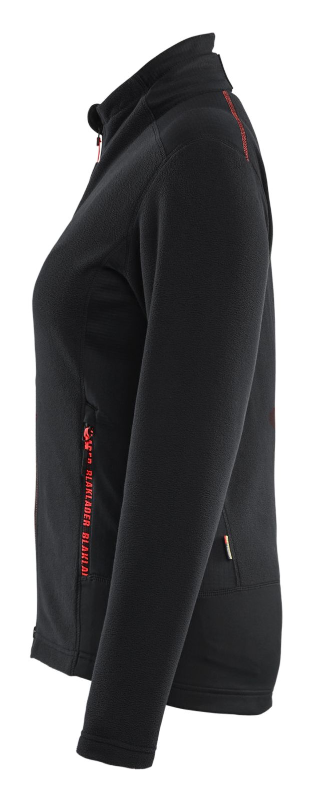 Blaklader Wind regen sneeuw Unite Dames Microfleecevest 47661010 zwart-rood(9956)