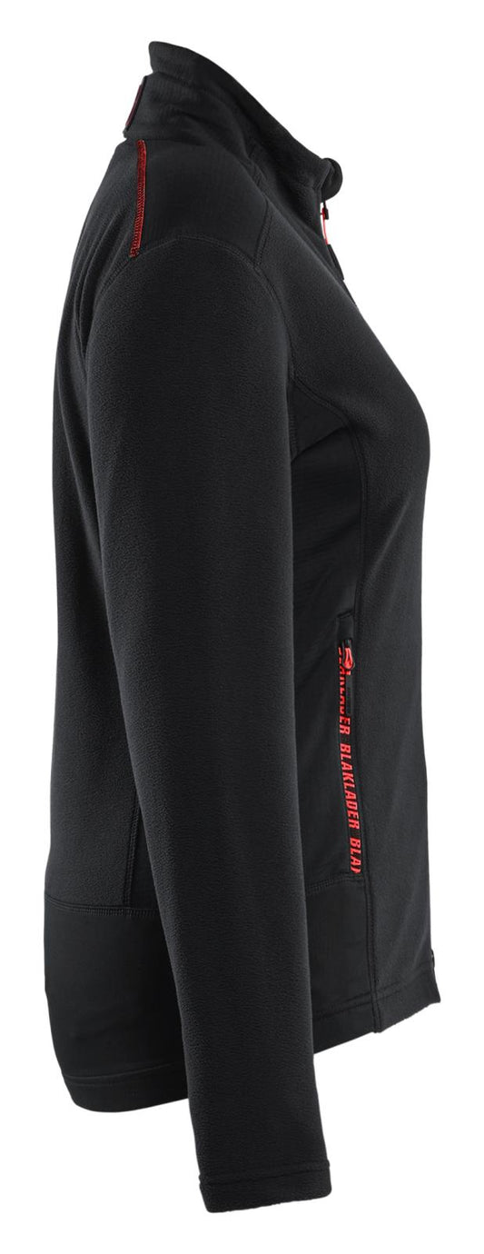 Blaklader Wind regen sneeuw Unite Dames Microfleecevest 47661010 zwart-rood(9956)