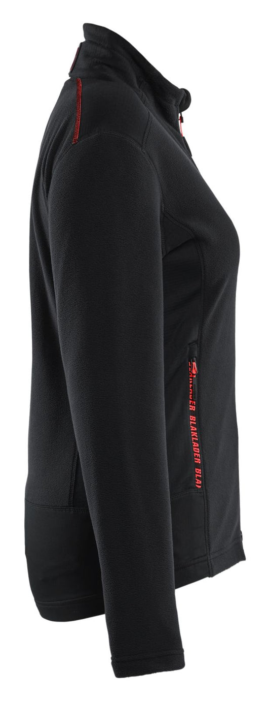 Blaklader Wind regen sneeuw Unite Dames Microfleecevest 47661010 zwart-rood(9956)