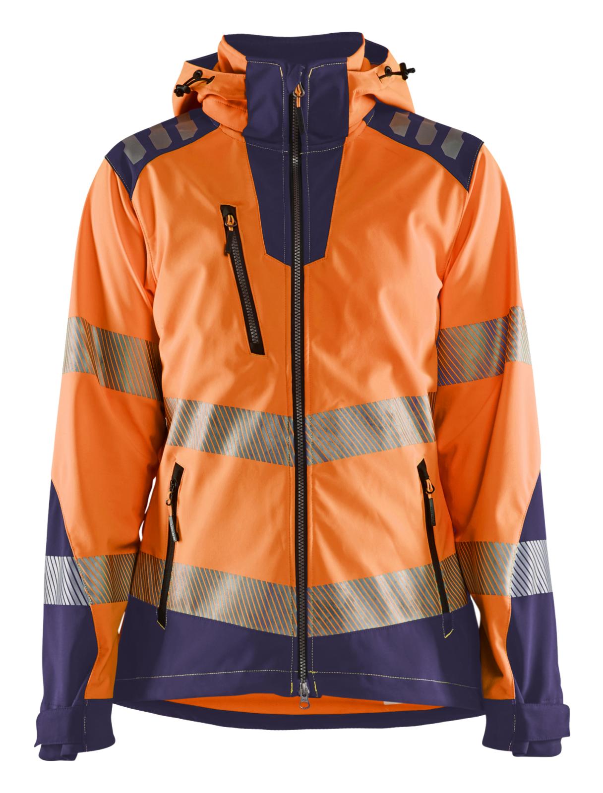 Blaklader Dames High Vis Jack 47912513 Softshell HiVis fluo oranje-marineblauw(5389)