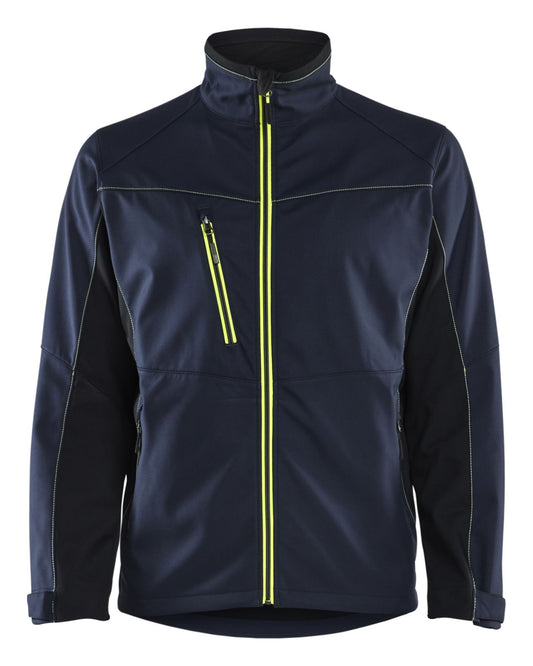Blaklader jassen 49502516 softshell donker marineblauw-fluo geel(8633)