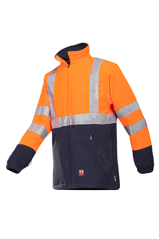 Sioen Vesten Rainier Multinorm Inritsbaar fluo oranje-marineblauw