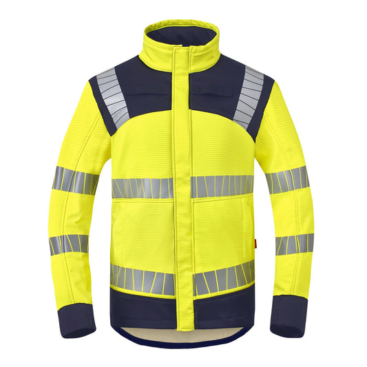 Havep Multi Protector + Softshell 50453 vlamwerend antistatisch vlamboog HiViS lassen chemicaliën fluo geel-donker marineblauw(ARA)