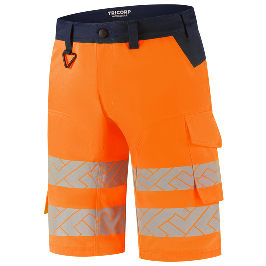 Tricorp Workwear High Vis Redefined Werkbroeken Kort 506124 Functional Stretch HiVis fluo oranje-inktblauw(fluororangeink)