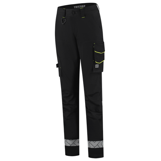 Tricorp Workwear Reflective Redefined Werkbroeken 506132 Functional Stretch Reflective Dames zwart-fluo geel(blackfluoryellow)