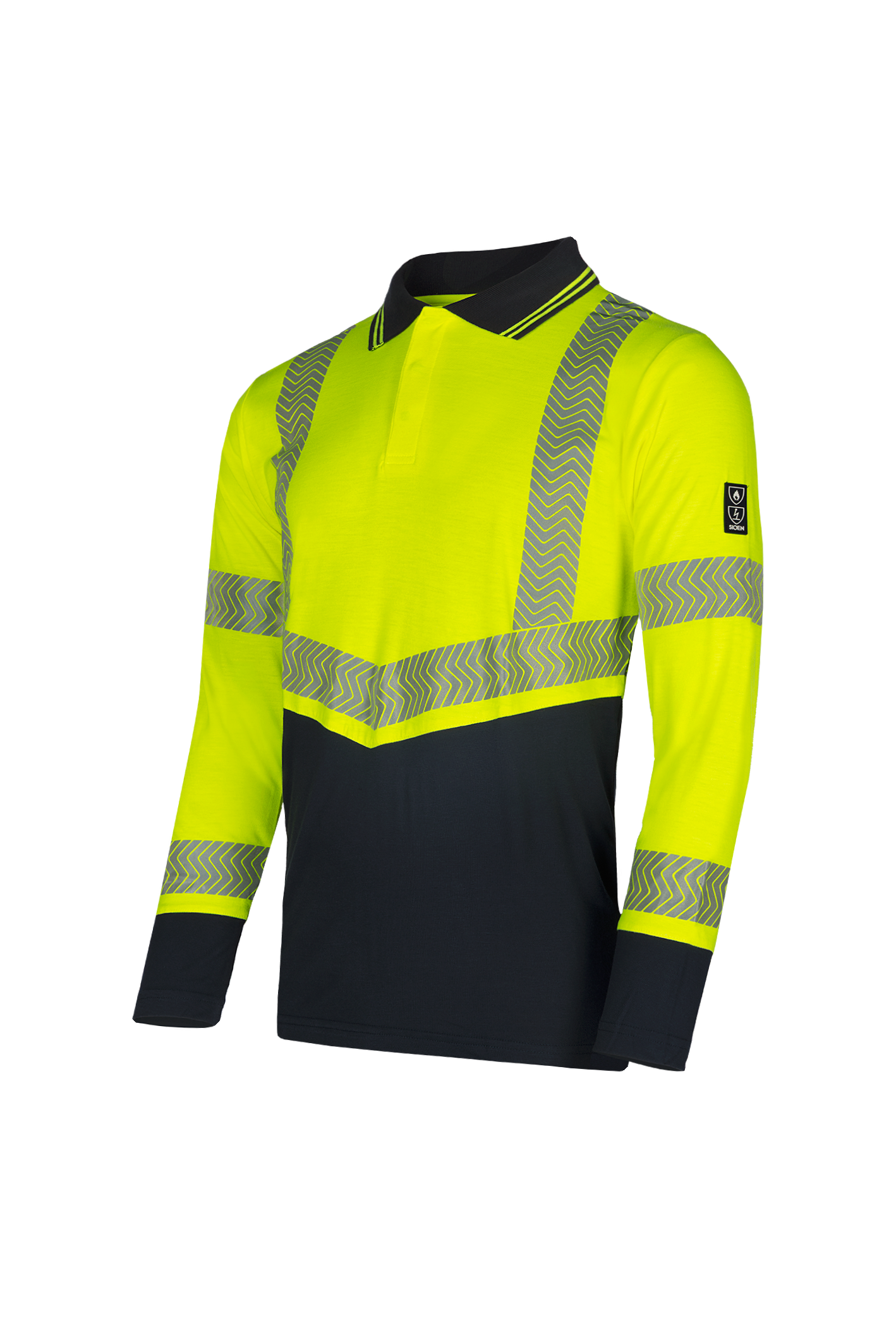 Sioen Poloshirts Arran Multinorm fluo geel-marineblauw