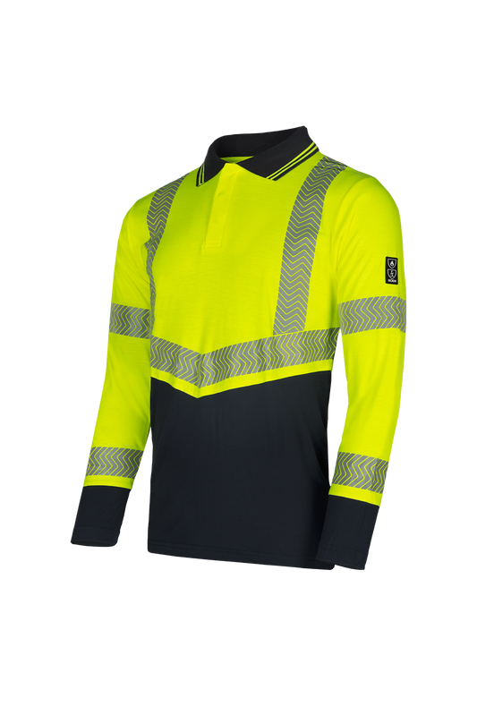 Sioen Poloshirts Arran Multinorm fluo geel-marineblauw