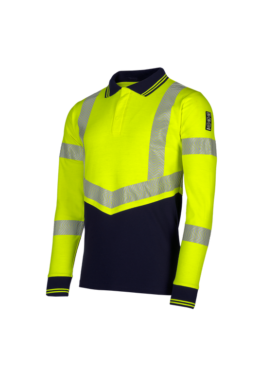 Sioen Poloshirts Ardva Multinorm fluo geel-marineblauw