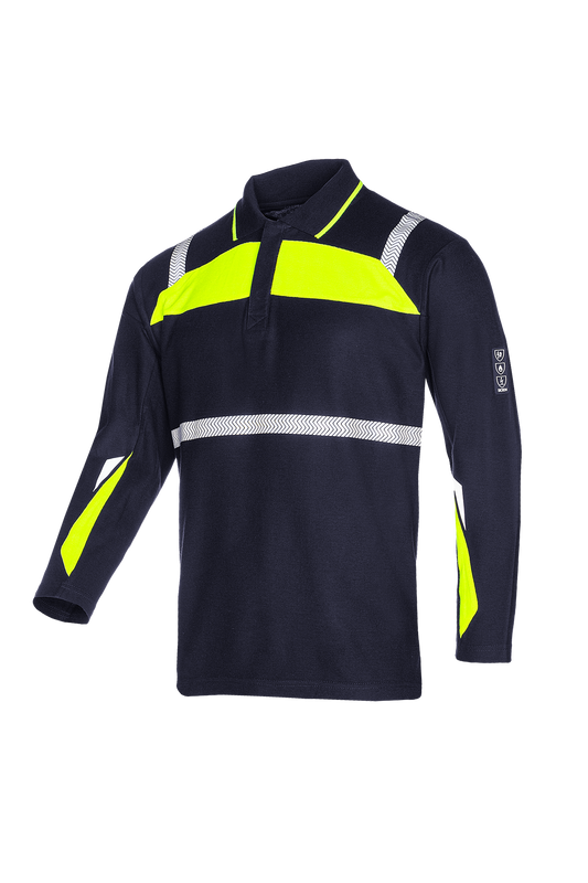 Sioen polo Telfs multinorm marineblauw-fluo geel