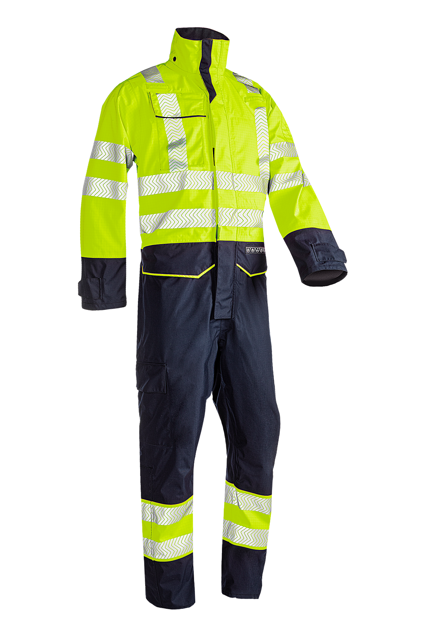 Sioen regenoverall Aksdal multinorm fluo geel-marine