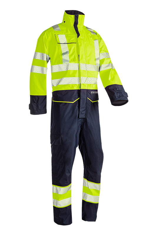 Sioen regenoverall Aksdal multinorm fluo geel-marine