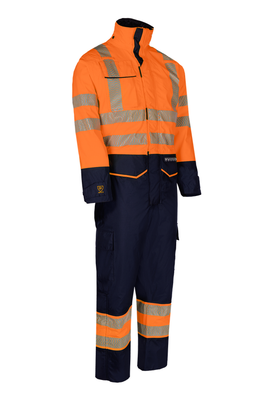 Sioen winter overall arc Bjordal multinorm fluo oranje-marineblauw