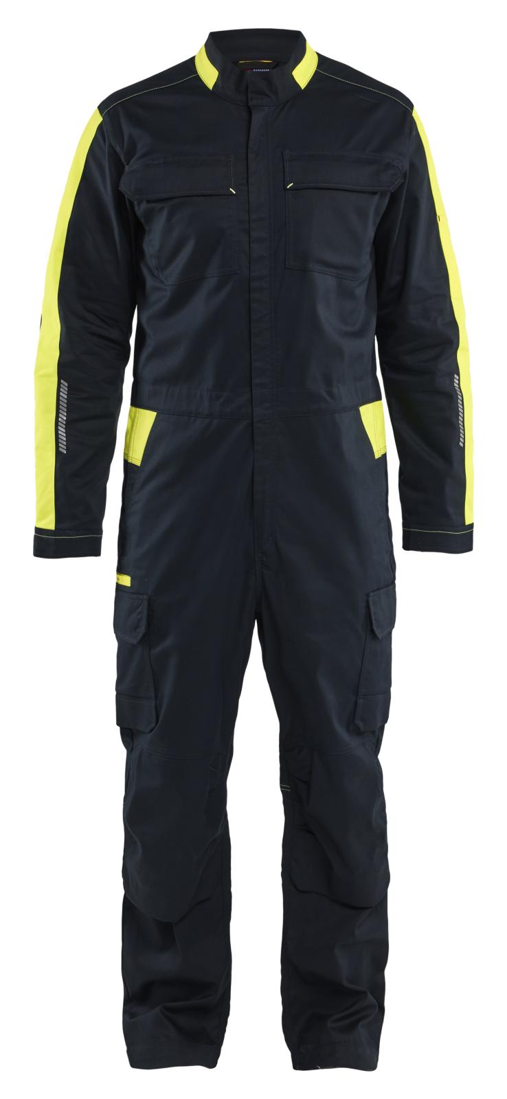Blaklader Industrie/Service Industrie Overall 61441832 stretch donker marineblauw-fluo geel(8633)
