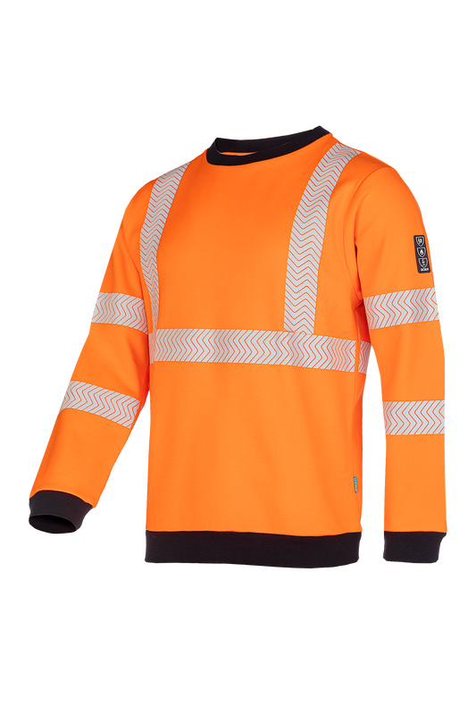 Sioen arc sweater Kurow multinorm fluo oranje-marineblauw