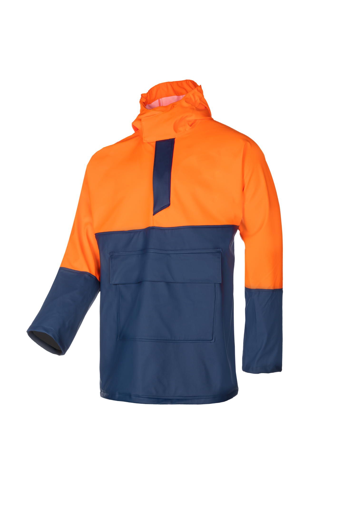 Sioen jas Staffin all weather fluo oranje-marineblauw