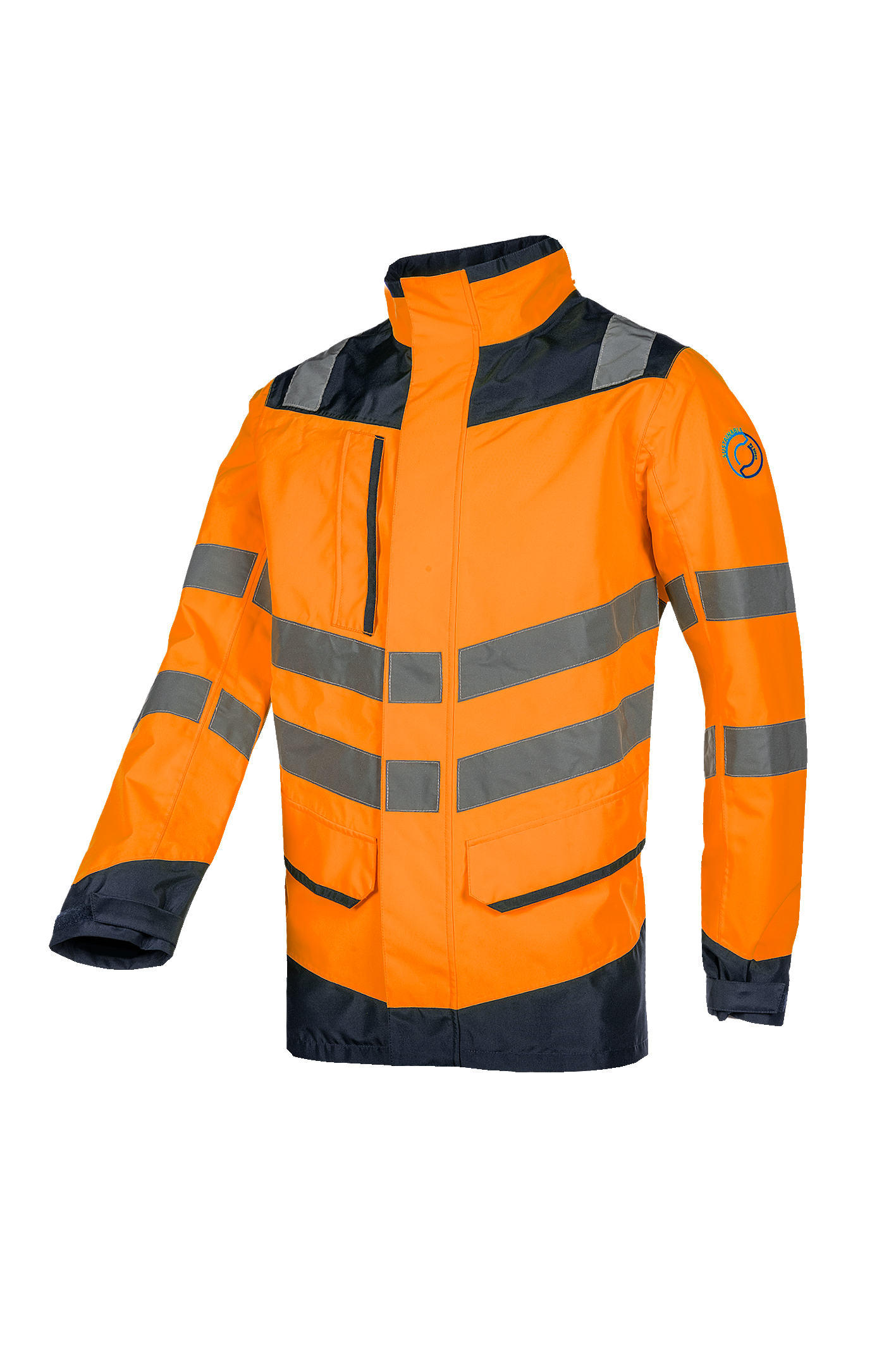 Sioen Regenjassen Birkum HiVis fluo oranje-marineblauw