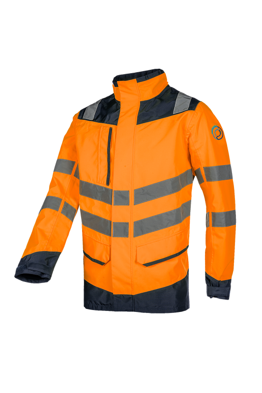 Sioen Regenjassen Birkum HiVis fluo oranje-marineblauw