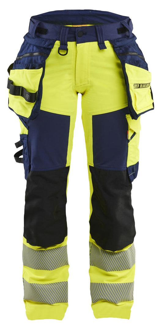 Blaklader High Vis Dames Werkbroeken 70221648 4-weg stretch HiVis fluo geel-marineblauw(3389)