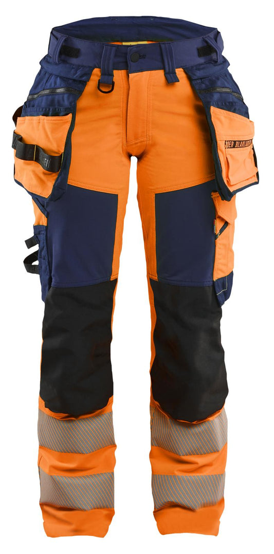 Blaklader High Vis Dames Werkbroeken 70221648 4-weg stretch HiVis fluo oranje-marineblauw(5389)