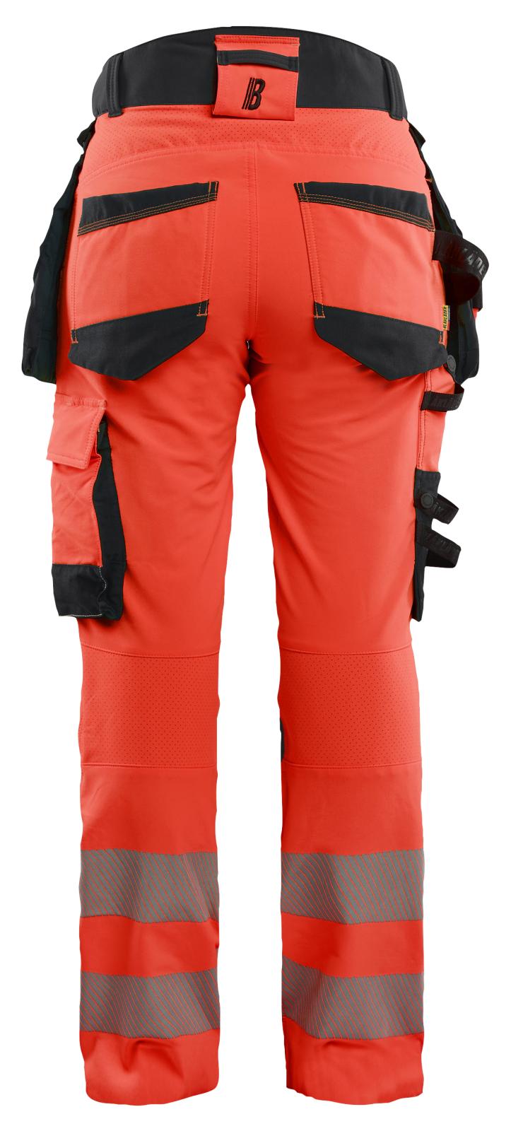 Blaklader High Vis Dames Werkbroeken 70221648 4-weg stretch HiVis fluo rood-zwart(5599)