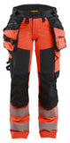 Blaklader High Vis Dames Werkbroeken 70221648 4-weg stretch HiVis fluo rood-zwart(5599)