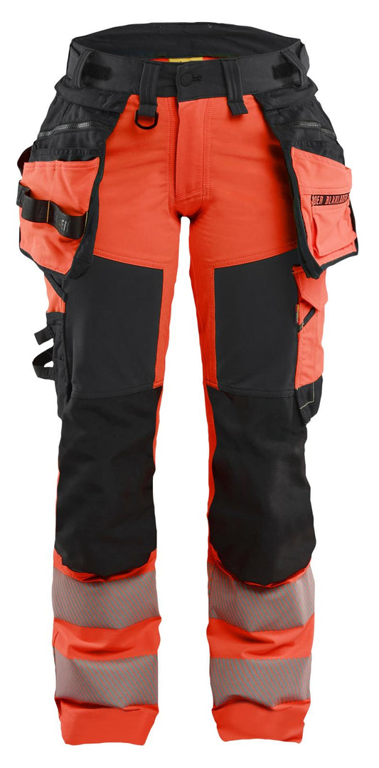 Blaklader High Vis Dames Werkbroeken 70221648 4-weg stretch HiVis fluo rood-zwart(5599)