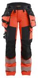 Blaklader High Vis Dames Werkbroeken 70221648 4-weg stretch HiVis fluo rood-zwart(5599)