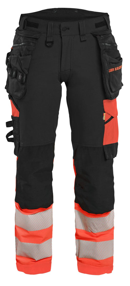 Blaklader High vis Dames High Vis werkbroek 4-weg stretch Werkbroeken 70251648 HiVis zwart-fluo rood(9955)