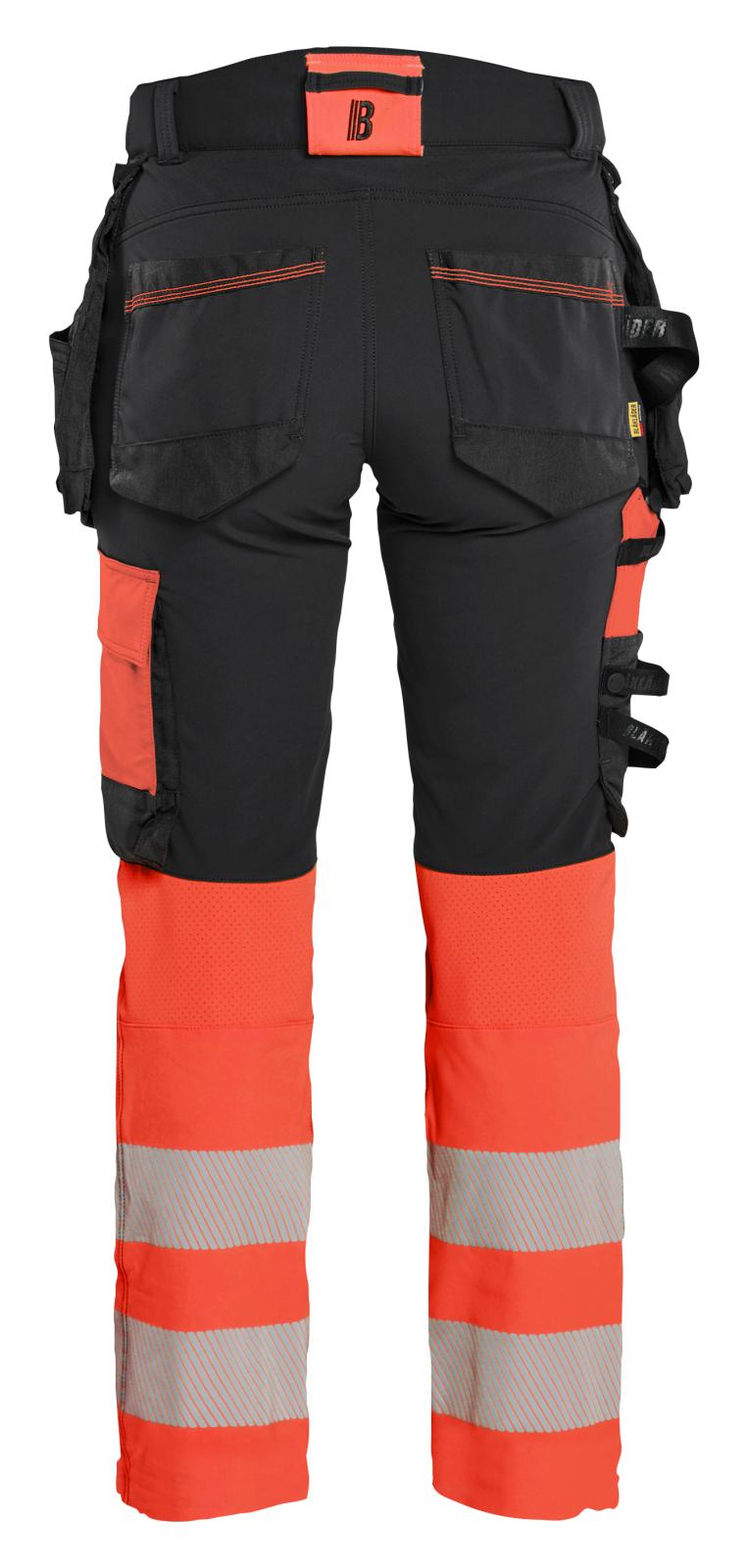 Blaklader High Vis Dames Werkbroeken 70251648 4-weg stretch HiVis zwart-fluo rood(9955)