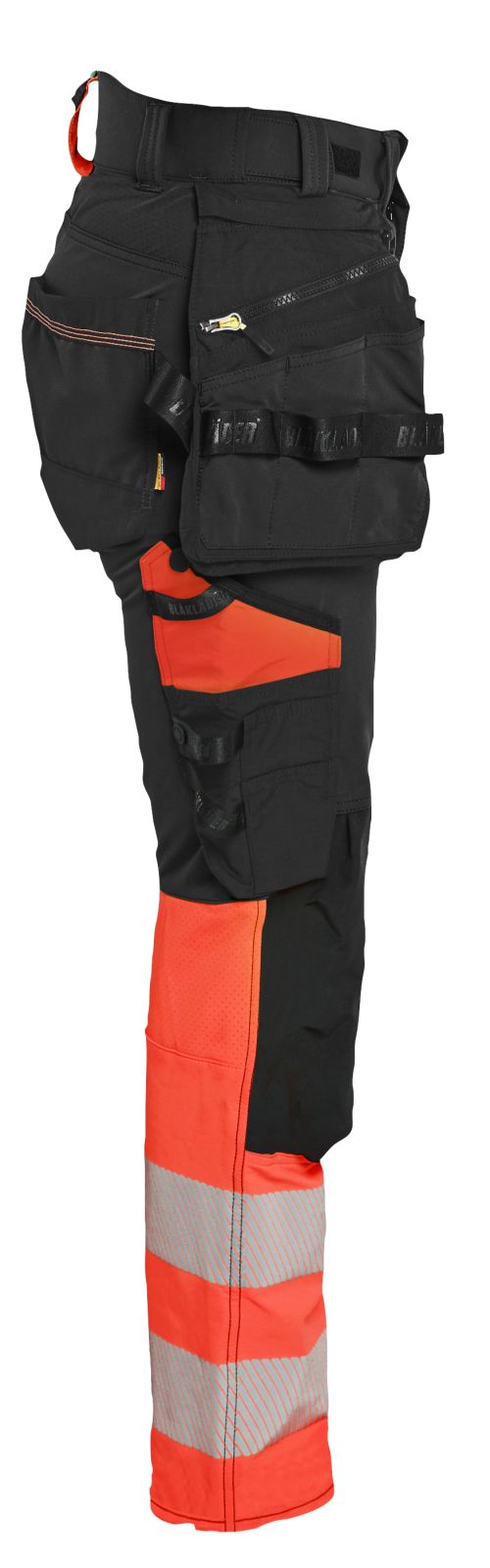 Blaklader High vis Dames High Vis werkbroek 4-weg stretch Werkbroeken 70251648 HiVis zwart-fluo rood(9955)