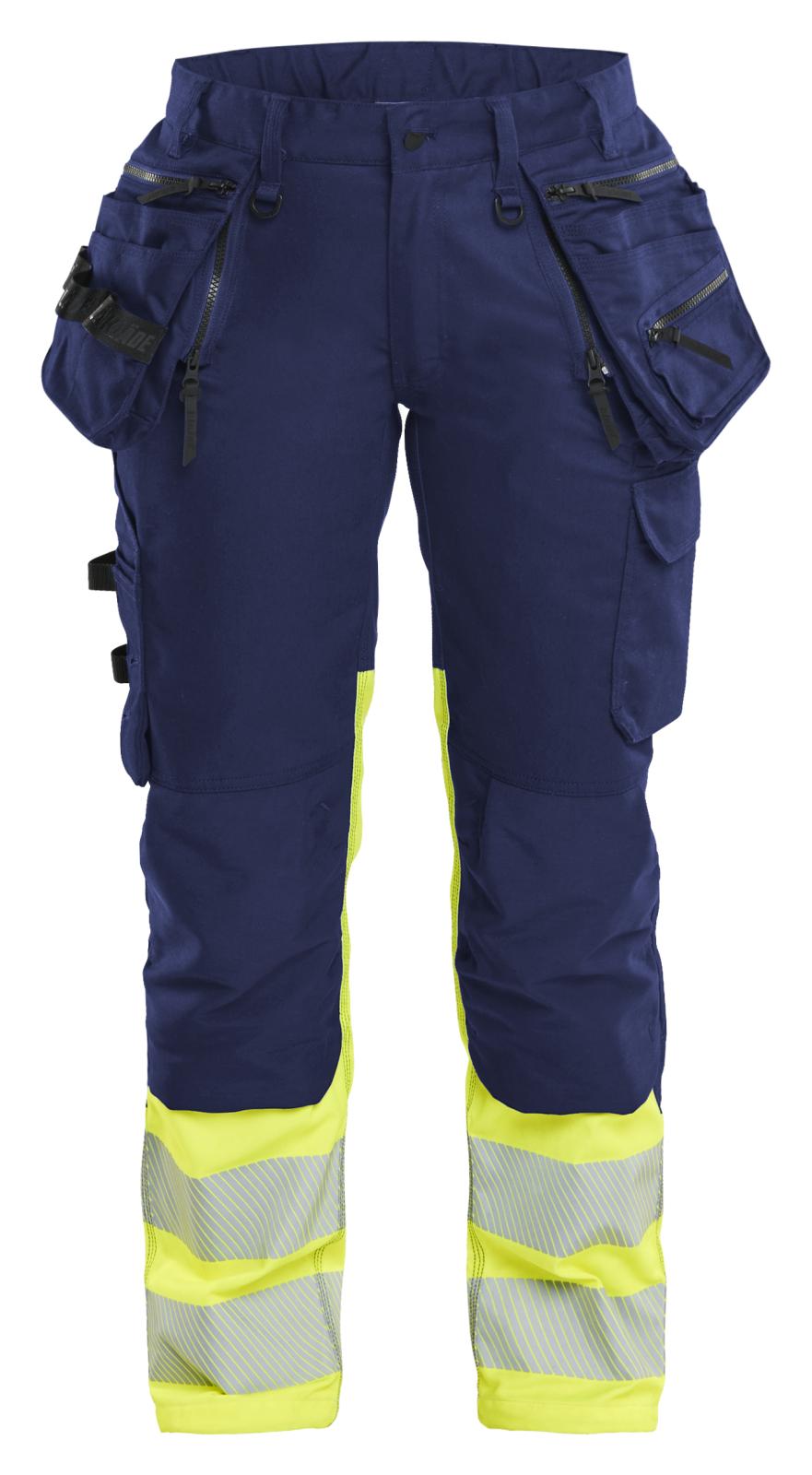 Blaklader Dames High Vis Werkbroek 70301149 Stretch gereedschapszakken HiVis marineblauw-fluo geel(8933)
