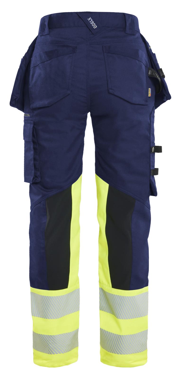 Blaklader Dames High Vis Werkbroek 70301149 Stretch gereedschapszakken HiVis marineblauw-fluo geel(8933)