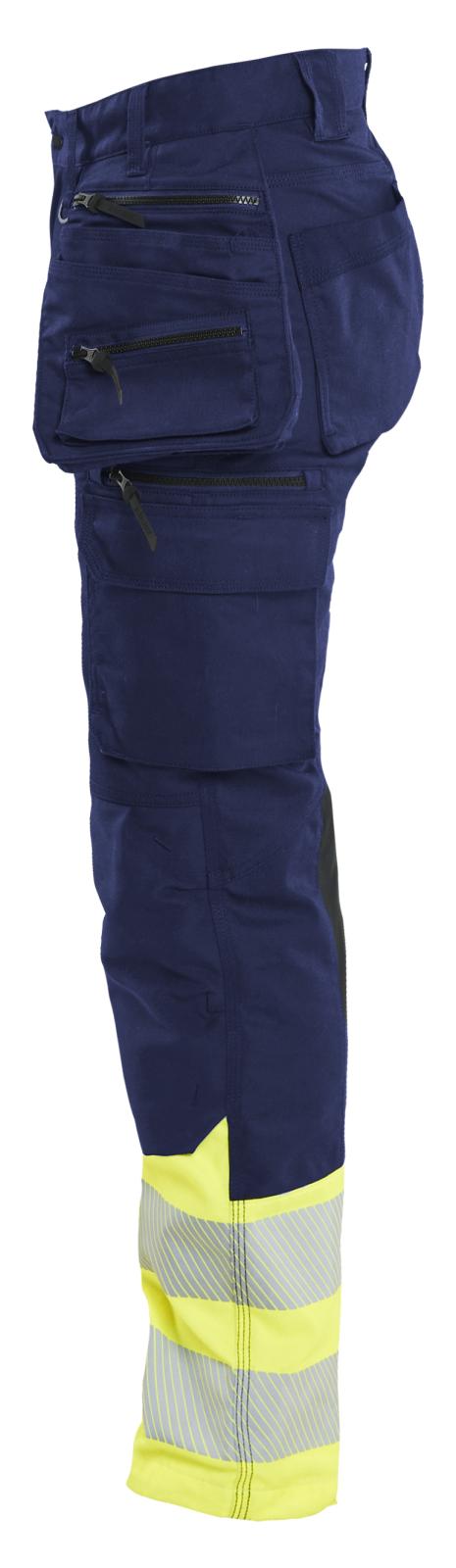 Blaklader Dames High Vis Werkbroek 70301149 Stretch gereedschapszakken HiVis marineblauw-fluo geel(8933)